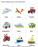 Land Transport - vocabulary - Kindergarten