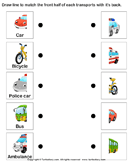 Land Transport - Match the Parts - vocabulary - Preschool