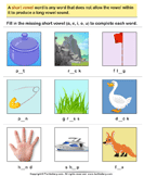 Look at Pictures and Identify Short Vowel Sound