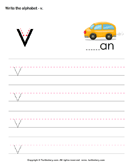 Lowercase Alphabet Writing Practice V