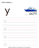 Lowercase Alphabet Writing Practice Y