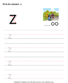 Lowercase Alphabet Writing Practice Z