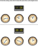 Match Digital Clocks with Analog Clocks