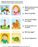 Match the Sentences to Pictures - verb - Kindergarten