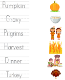 Match Thanksgiving Words with Pictures