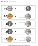 Equivalent Amount with Same Coins - money - First Grade