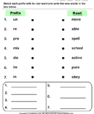 Matching Prefix and Root Words