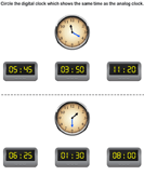 Read Analog Clock and Match with Digital Clock
