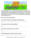 Read Comprehension Hunter and Pigeons and Answer the Questions