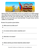 Read Comprehension King and Farmer and Answer the Questions
