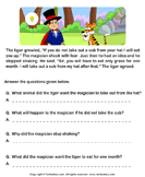 Read Comprehension Tiger and Magician and Answer the Questions