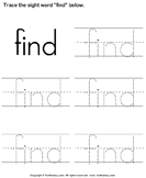 Sight Word Find Tracing Sheet