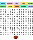 Thanksgiving Word Search - thanksgiving - First Grade