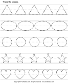 Trace and Color Shape - geometric-shapes - Kindergarten