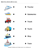 Vehicles - Identify and Match Names - transportation - Kindergarten