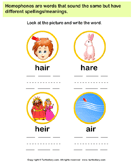 Using Pictures Spell the Homophones