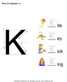 Write Alphabet K in Uppercase
