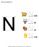 Write Alphabet N in Uppercase