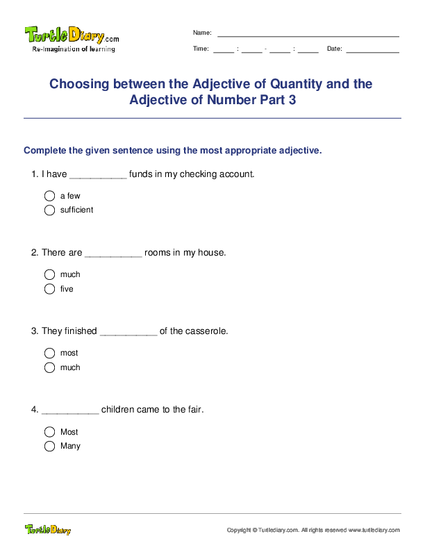 Choosing between the Adjective of Quantity and the Adjective of Number Part 3