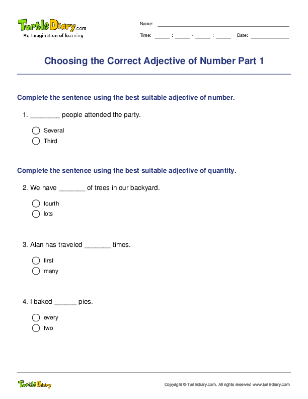 Choosing the Correct Adjective of Number Part 1