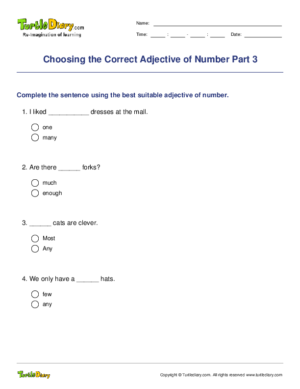 Choosing the Correct Adjective of Number Part 3