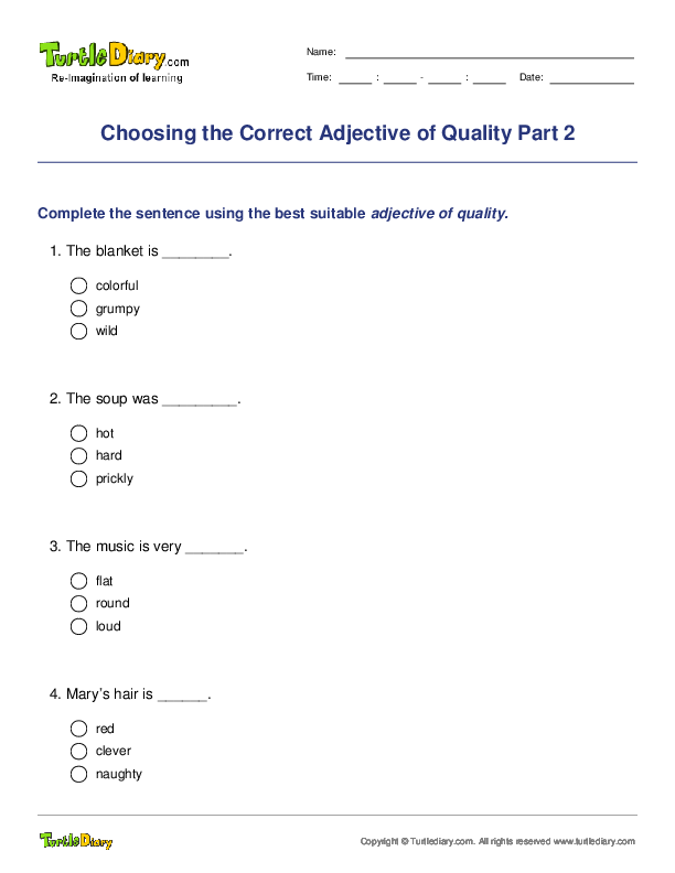 Choosing the Correct Adjective of Quality Part 2