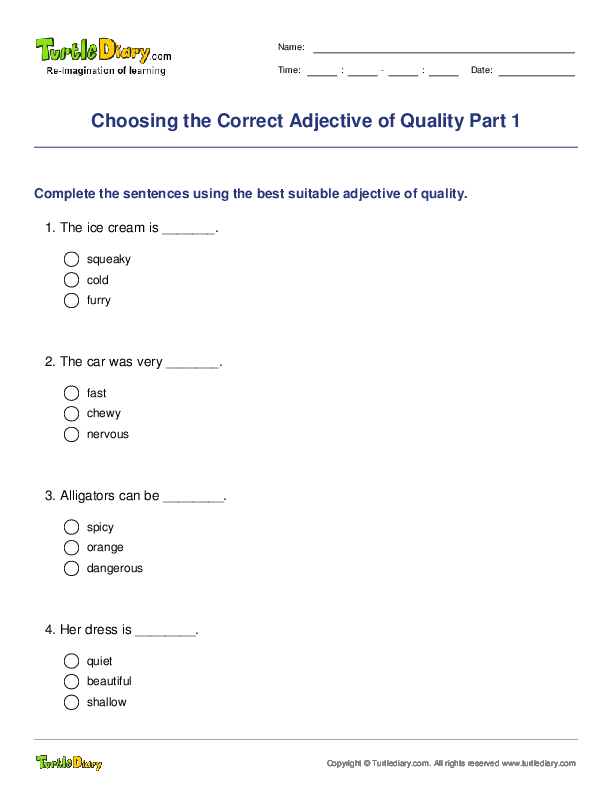 Choosing the Correct Adjective of Quality Part 1
