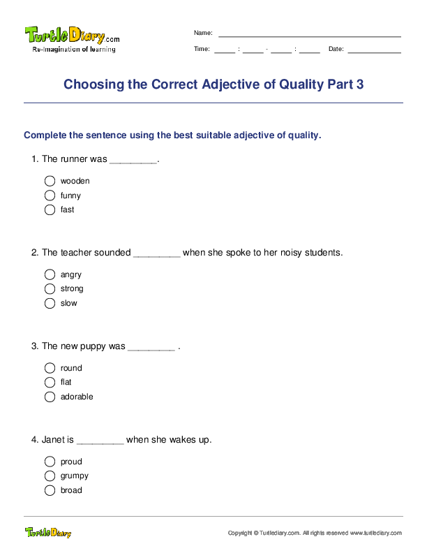 Choosing the Correct Adjective of Quality Part 3