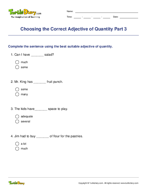 Choosing the Correct Adjective of Quantity Part 3