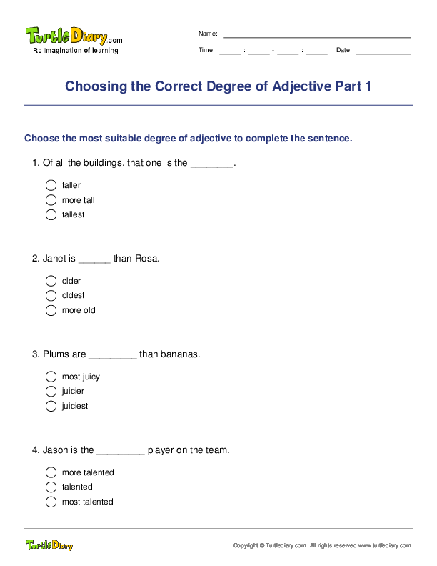 Choosing the Correct Degree of Adjective Part 1