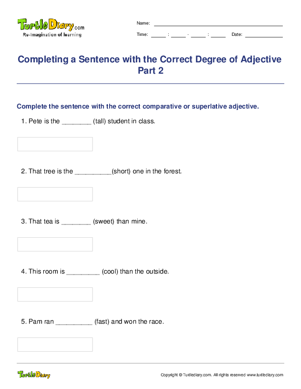 Completing a Sentence with the Correct Degree of Adjective Part 2