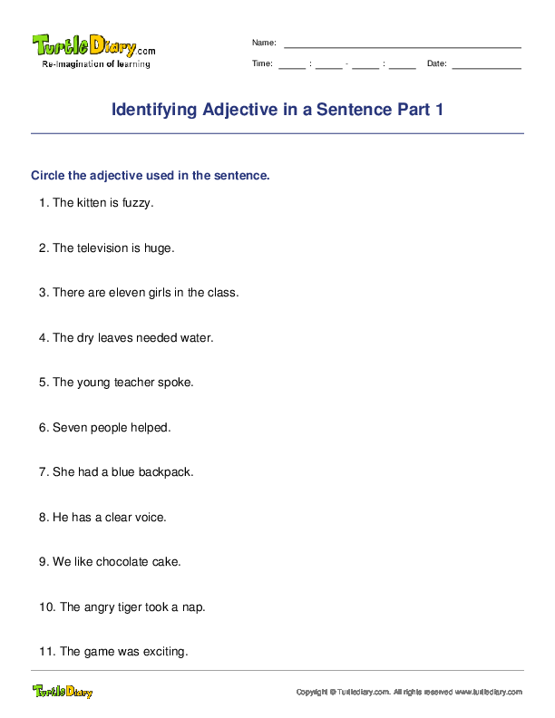 Identifying Adjective in a Sentence Part 1