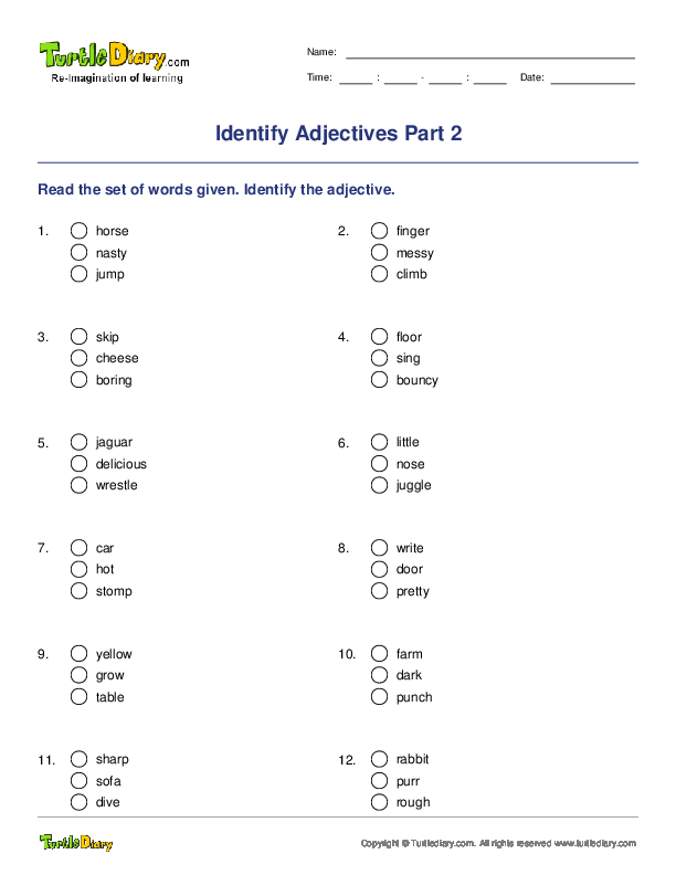Identify Adjectives Part 2