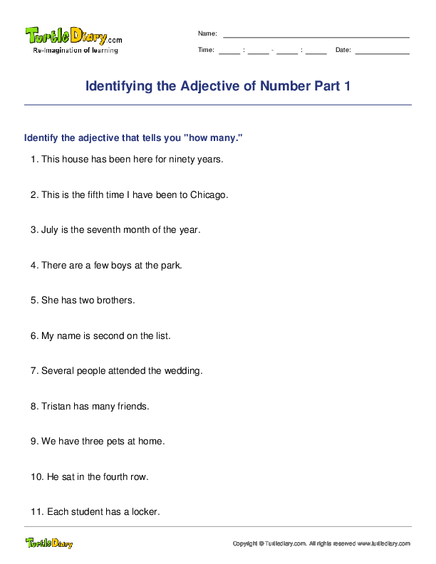 Identifying the Adjective of Number Part 1