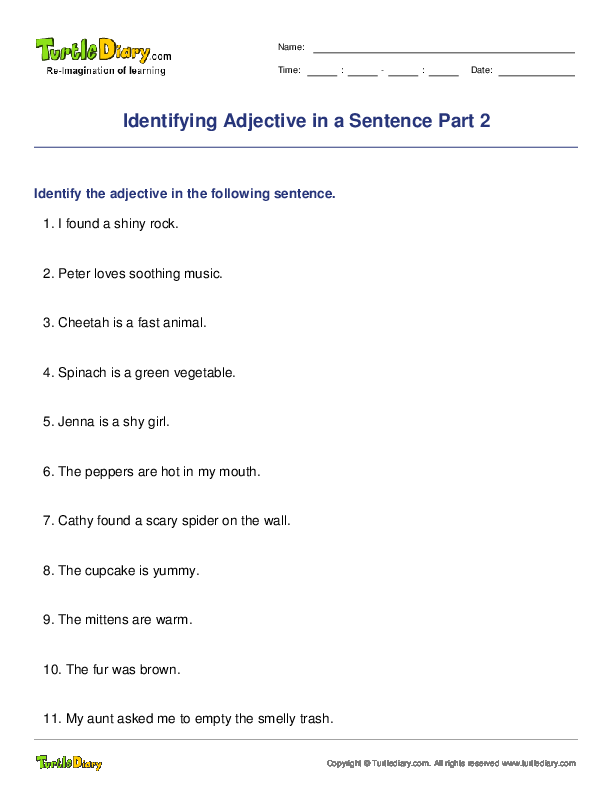 Identifying Adjective in a Sentence Part 2