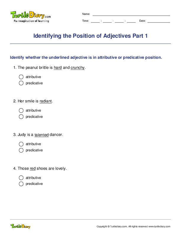 Identifying the Position of Adjectives Part 1