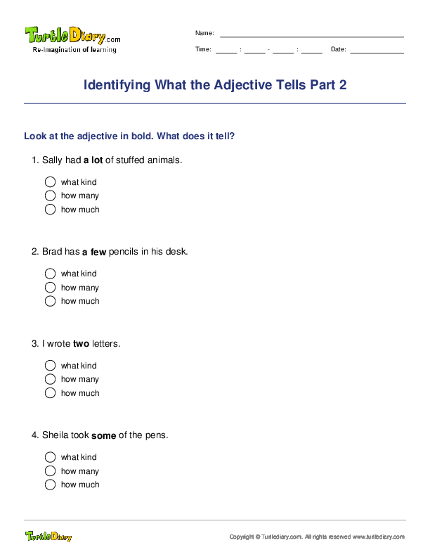 Identifying What the Adjective Tells Part 2