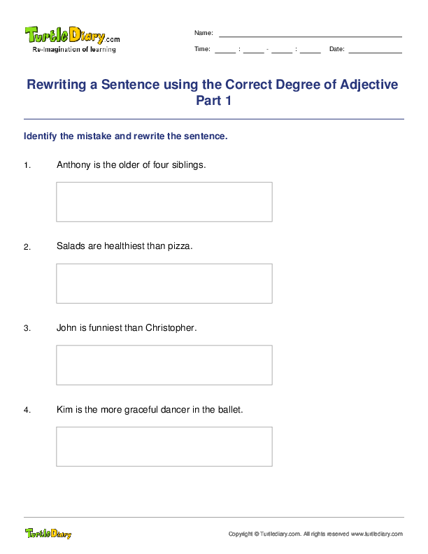 Rewriting a Sentence using the Correct Degree of Adjective Part 1