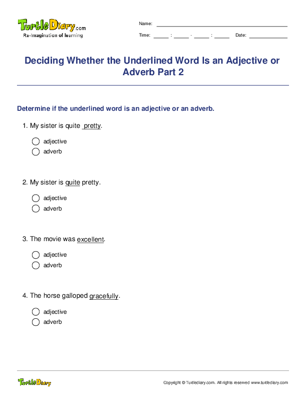 Deciding Whether the Underlined Word Is an Adjective or Adverb Part 2