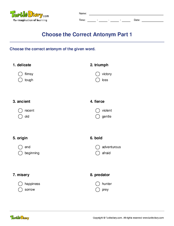 Choose the Correct Antonym Part 1