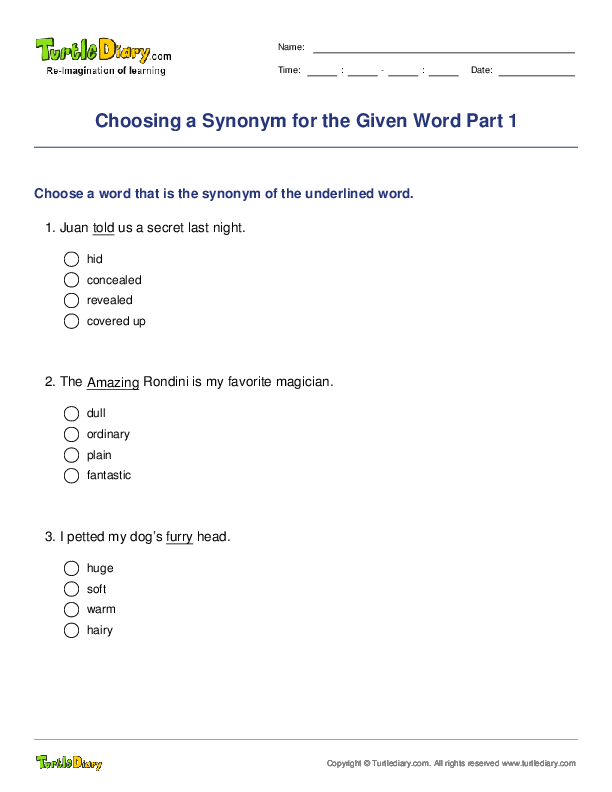 Choosing a Synonym for the Given Word Part 1