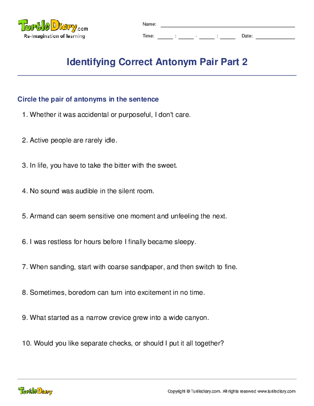 Identifying Correct Antonym Pair Part 2