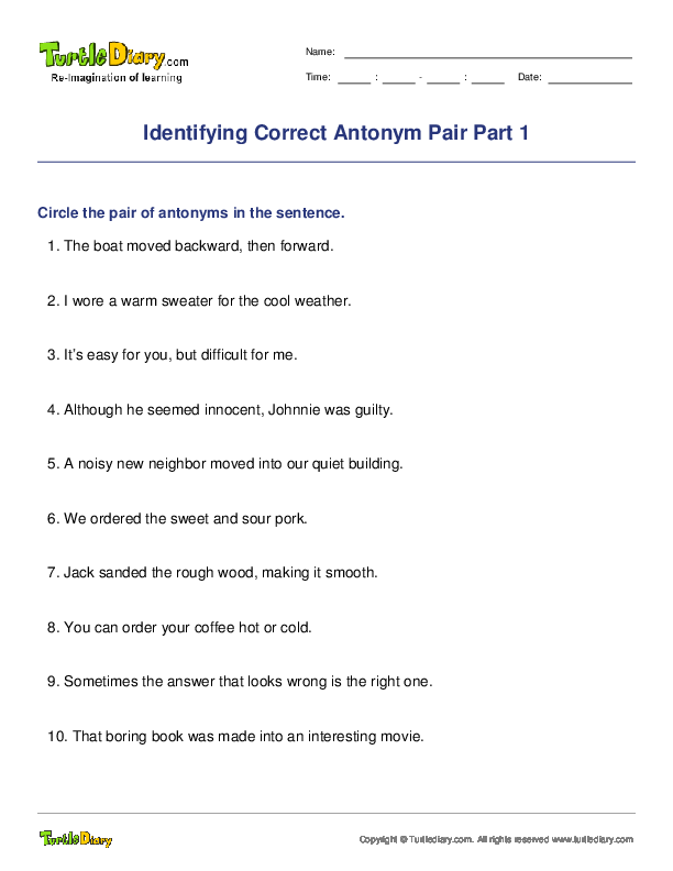 Identifying Correct Antonym Pair Part 1