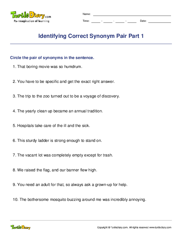 Identifying Correct Synonym Pair Part 1