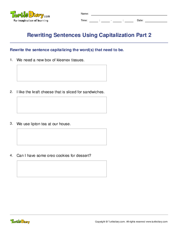 Rewriting Sentences Using Capitalization Part 2