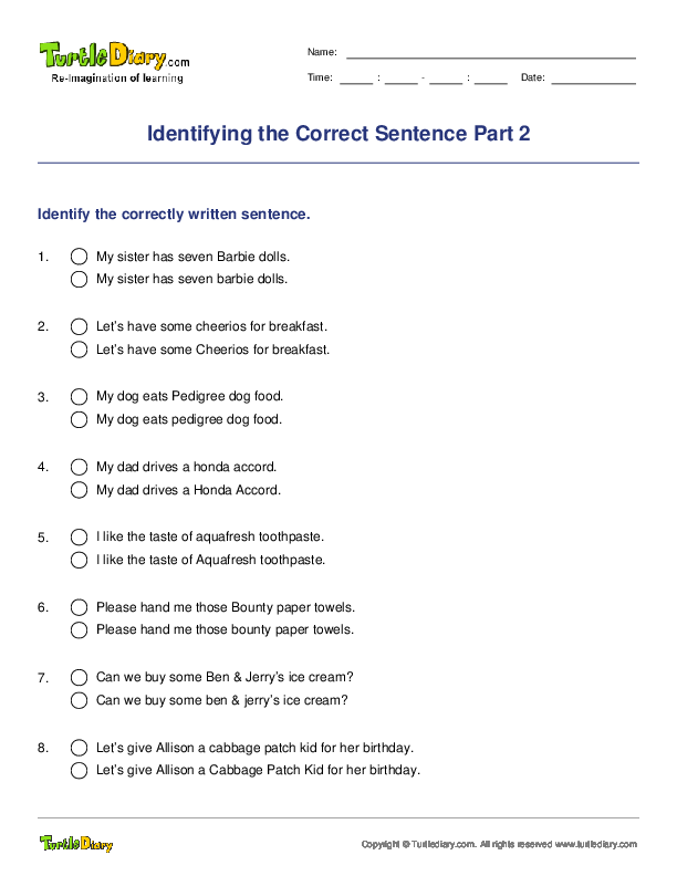 Identifying the Correct Sentence Part 2