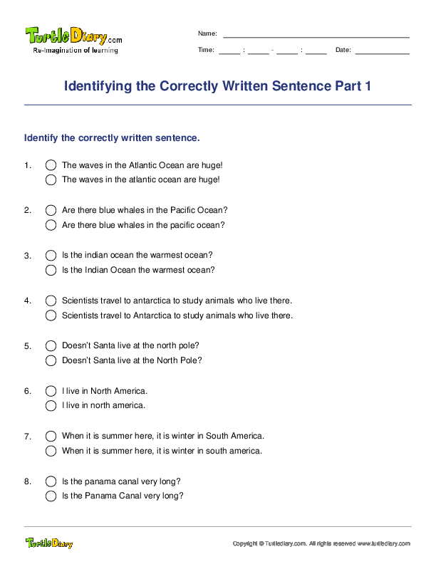 Identifying the Correctly Written Sentence Part 1