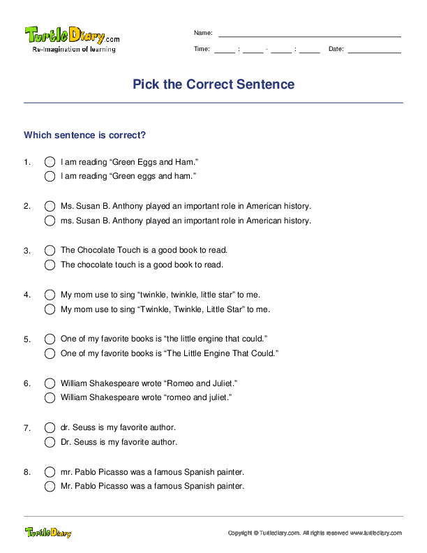 Pick the Correct Sentence