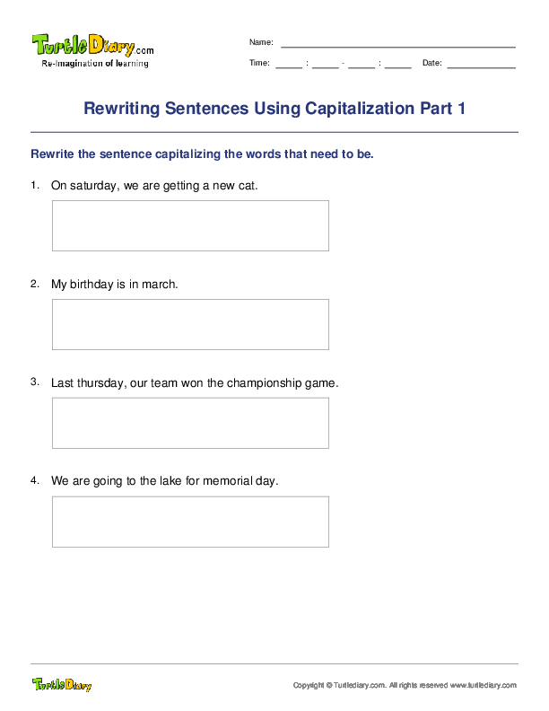 Rewriting Sentences Using Capitalization Part 1