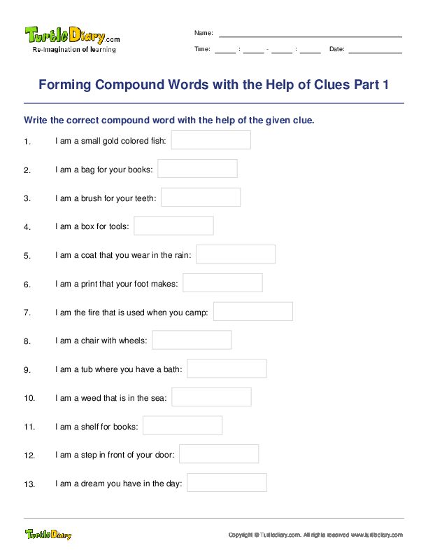 Forming Compound Words with the Help of Clues Part 1